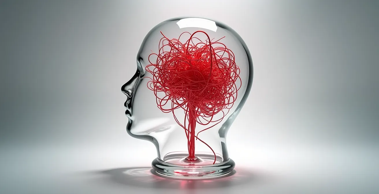 Représentation visuelle du cerveau en état d'alerte avec effets du stress chronique