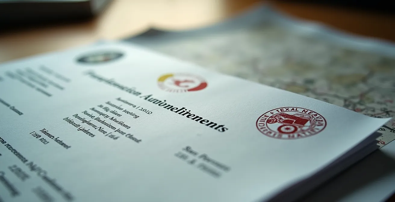 Ensemble de documents officiels belges nécessaires pour le contrôle technique disposés sur une table