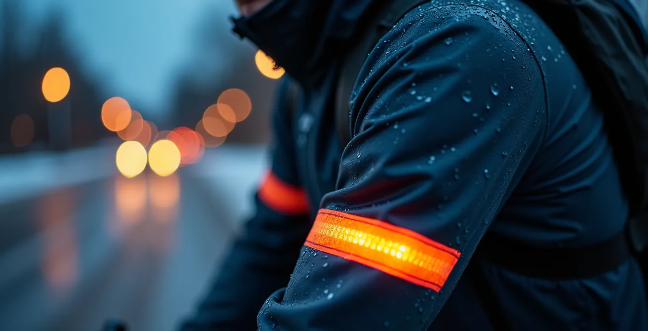 Équipement de sécurité haute visibilité pour cycliste en hiver
