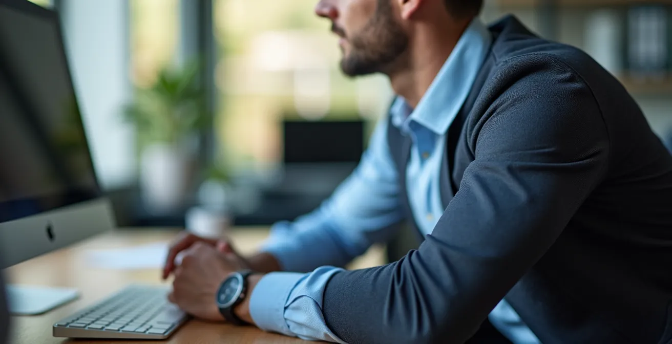 Exercice de gainage discret réalisable au bureau en position assise