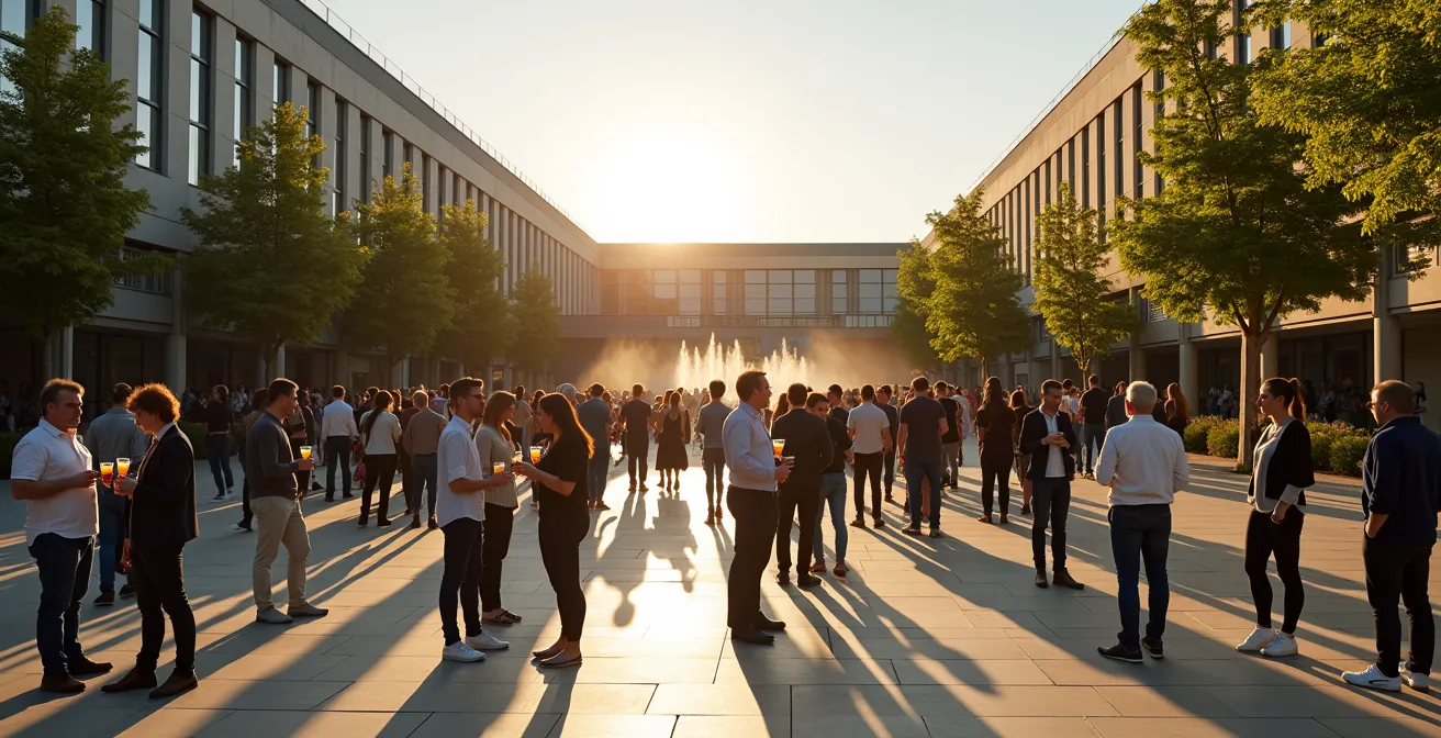 Groupe d'expatriés lors d'un apéro urbain informel à Bruxelles