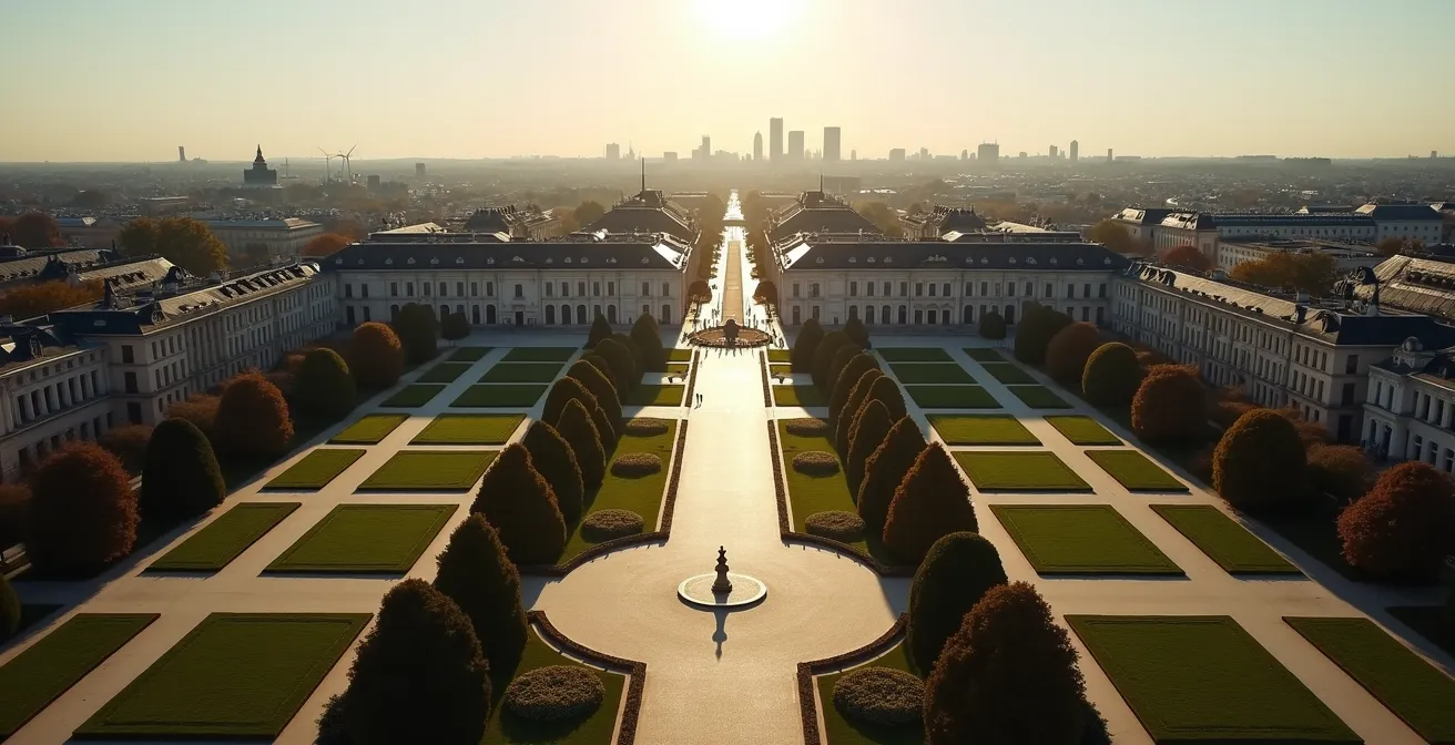 Vue aérienne du quartier du Mont des Arts avec ses musées interconnectés