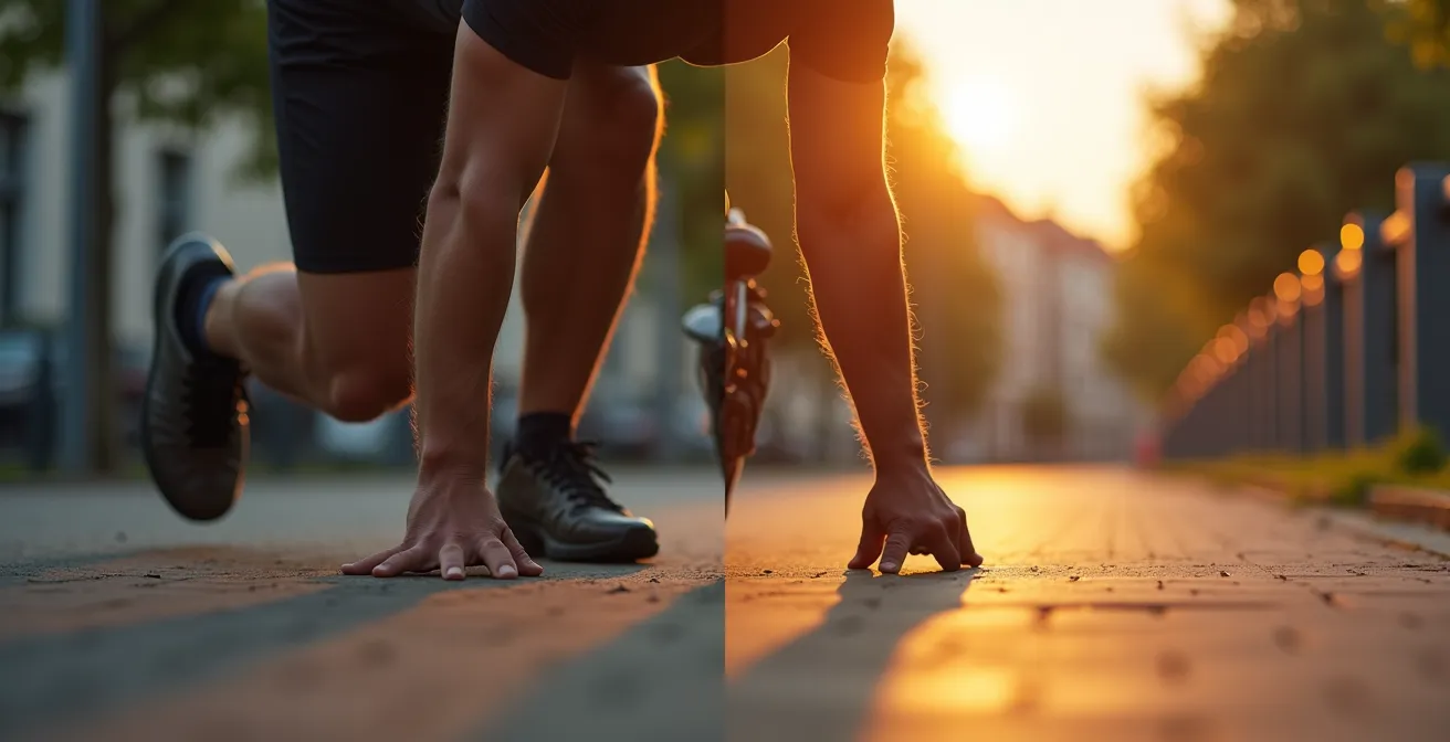 Cycliste se promenant le long d'un canal belge typique lors d'une séance de récupération active
