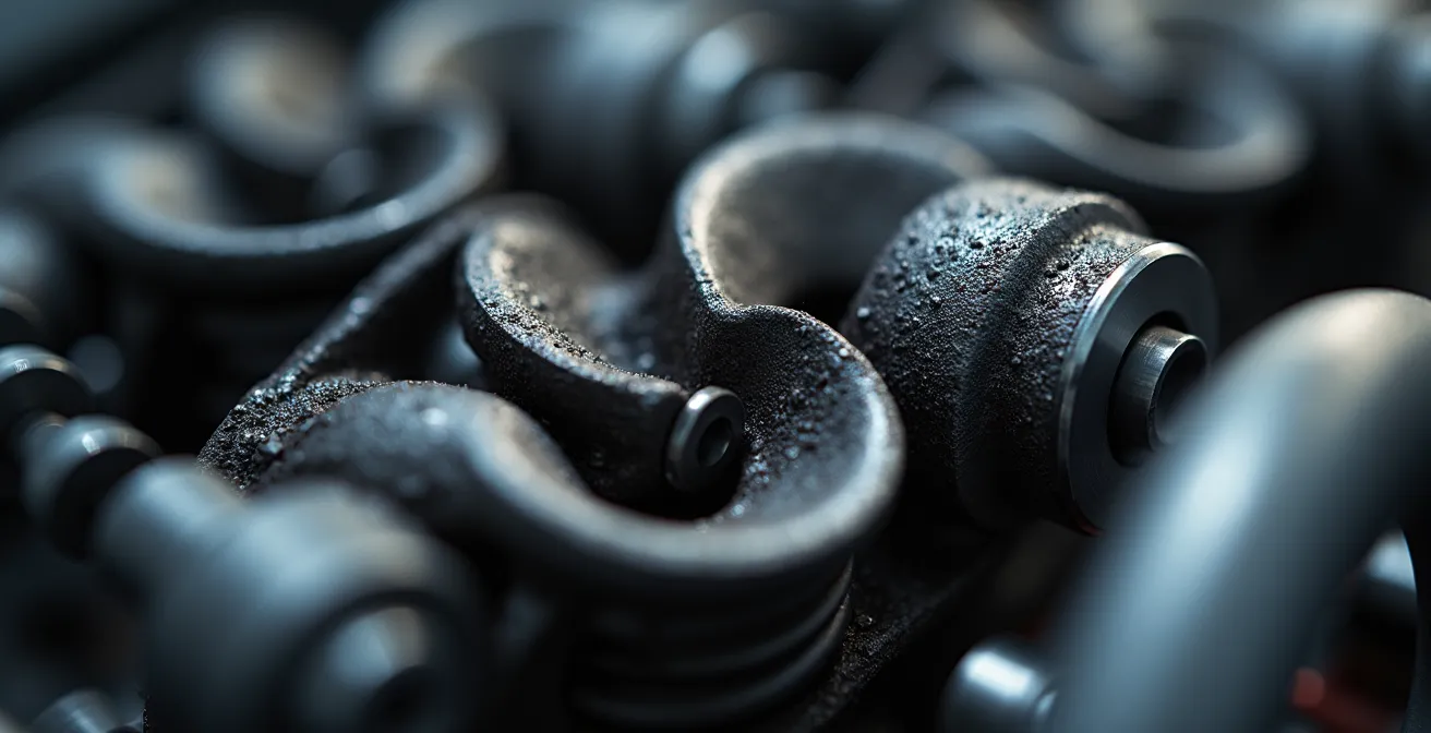 Turbocompresseur automobile avec ailettes de géométrie variable encrassées par la calamine